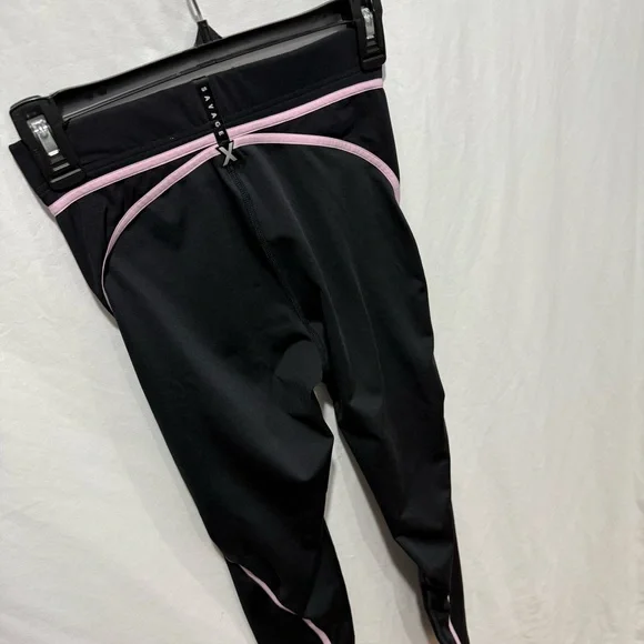 Savage X Fenty Leggings S Black Pink Contrast Stitch High Waist Athleisure Yoga - Picture 8 of 11